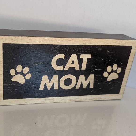 NWT 'Cat Mom' Paws Wooden Box Sign Home Table Decor Michael's Mother's Day Pets - Picture 4 of 6